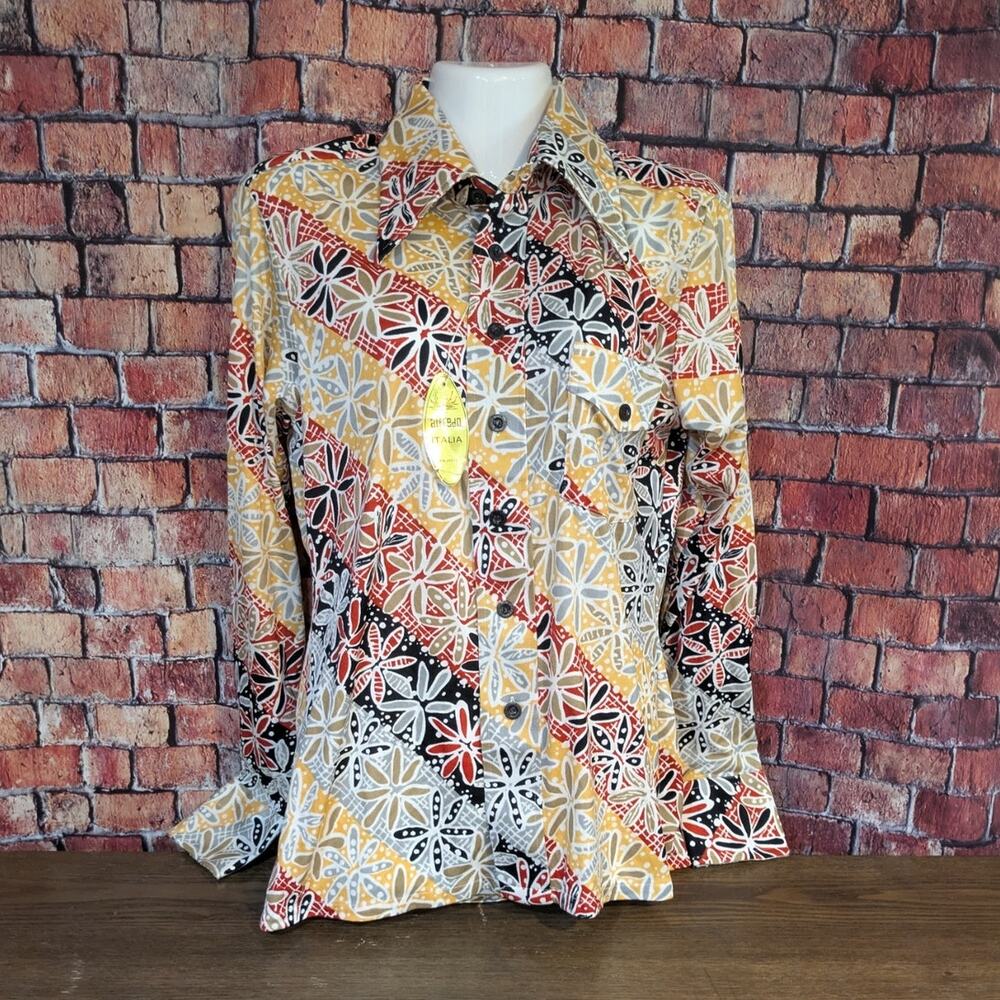 NWT Vintage 70s Alfredo Italia button down Men's Size 14-S-14 1/2